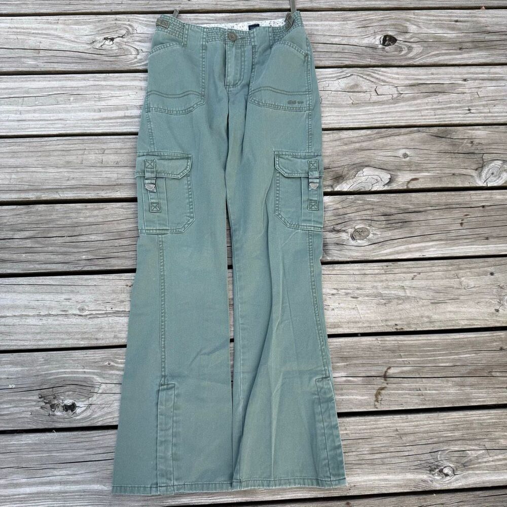 Limited Too Sage Green Cargo Bootcut Pants Y2K